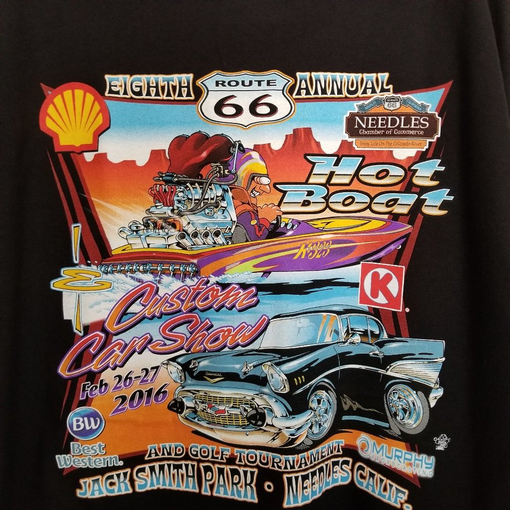 2016 Hot Boat & Custom Car Show Tee Shirt Route 66